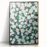 Mid-century modernist large art print of spring season, framed in gold acrylic, ideal for nursery wall decor.