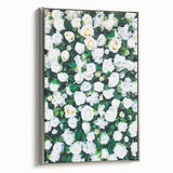 Framed canvas featuring a vintage landscape art painting of spring, with colorful trees and a black background.