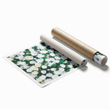 Extra large rolled canvas featuring a spring floral design in soft pastel colors, ideal for classy bathroom wall art.