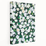 Spring-themed abstract art on stretched canvas featuring soft green and pink tones, suitable for kitchen wall art.