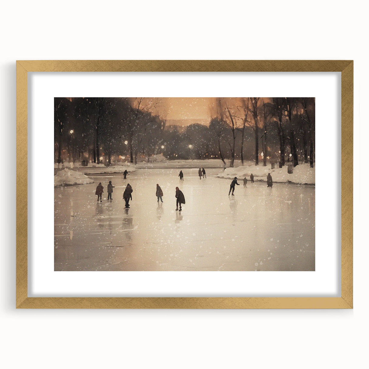 Extra large abstract art print with textured white and gray swirls on a gold-framed canvas, ideal for living room decor.