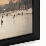 Extra large black wall art on canvas depicting a textured winter scene with muted colorful highlights.