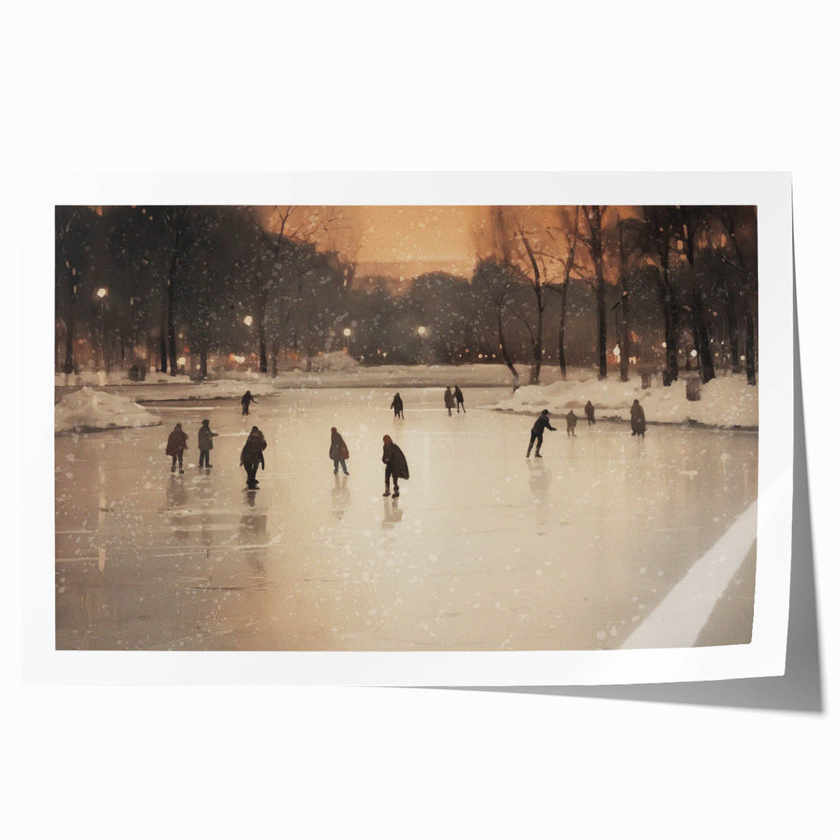 Extra large rolled print of a winter floral scene in muted blue and white tones, suitable for dining room or bathroom decor.