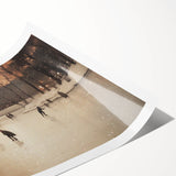 Extra large rolled print featuring line art flowers in monochrome, ideal for large living room wall art.