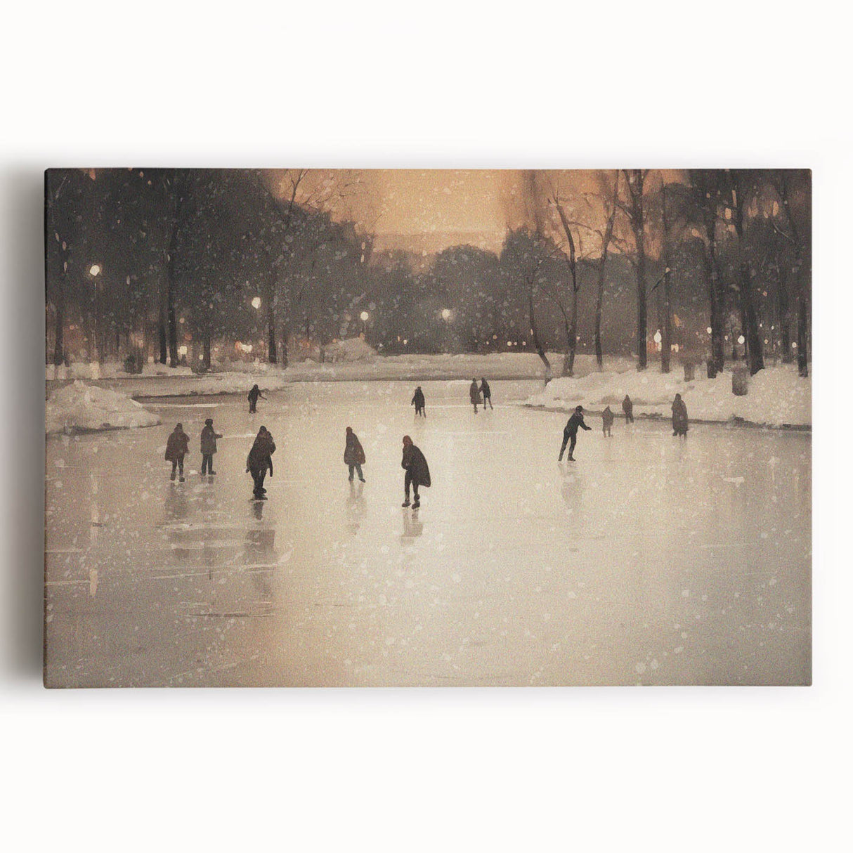 Winter tree scene in black and white on large stretched canvas, ideal for kitchen wall art.