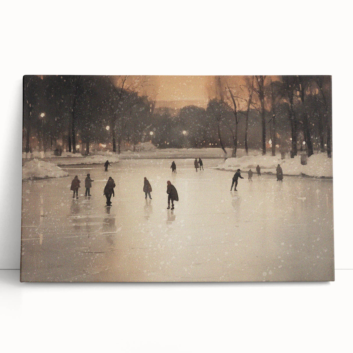 Winter landscape in black and white on large stretched canvas, ideal for kitchen wall art or bedroom.