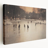 Winter-themed large art on stretched canvas with muted blue and white tones, suitable for kitchen wall art.
