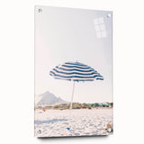 Large abstract wall art on acrylic glass featuring swirling blue and white patterns.