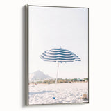 Landscape art painting featuring a summer scene on framed canvas, with vibrant colors and vintage poster style.