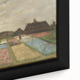 Close-up of a textured, extra large framed canvas depicting a Van Gogh-inspired colorful art scene.