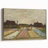 Vintage poster art of a landscape painting on a gold-framed canvas, ideal for bedroom wall art.
