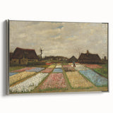 Framed canvas of Van Gogh-inspired landscape art painting, featuring vibrant colors on a black background.