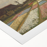 Art deco poster featuring Van Gogh-inspired swirls in muted blue and green, printed on rolled canvas.