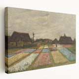 Replica of Van Gogh's painting on stretched canvas, showing vibrant brush strokes in blue and yellow.