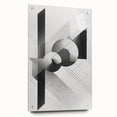 Abstract minimalist wall art displayed in a side view, featuring a sleek acrylic glass finish and secured with pins, showcasing a modern design ideal for contemporary decor.