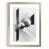 Abstract minimalist wall art framed in silver, showcasing a sleek design with a mat, perfect for modern home decor. Ideal for enhancing contemporary interiors.