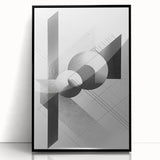 Abstract minimalist wall art framed in black acrylic, showcasing a sleek design with geometric shapes and soft color gradients, perfect for modern decor.