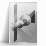 Framed abstract minimalist wall art with a white acrylic finish, showcasing unique geometric patterns, perfect for modern home decor and interior design.