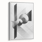 Framed minimalist wall art featuring an abstract design in soft white tones, displayed in a stylish side view, perfect for modern home decor.