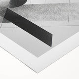 Abstract minimalist wall art on rolled canvas, showcasing soft pastel colors and geometric shapes, perfect for modern home decor. Packaged securely in a cardboard tube for safe delivery.