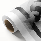 Abstract minimalist wall art print on rolled canvas featuring soft pastel colors and geometric shapes, presented in a protective cardboard tube for safe shipping.