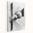 Abstract minimalist wall art on stretched canvas showcasing soft earth tones and geometric shapes, ideal for modern home decor, viewed from the side.