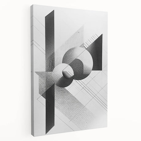 Abstract minimalist wall art on stretched canvas showcasing soft earth tones and geometric shapes, ideal for modern home decor, viewed from the side.