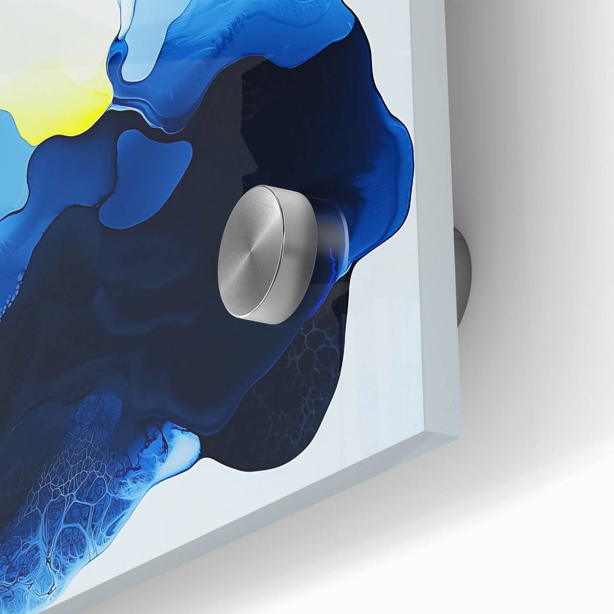 Colorful Abstract Wall Art – Ocean Blue and Yellow Fluid Canvas