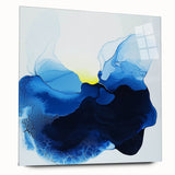 Colorful Abstract Wall Art – Ocean Blue and Yellow Fluid Canvas