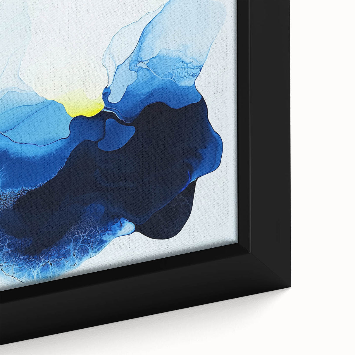 Colorful Abstract Wall Art – Ocean Blue and Yellow Fluid Canvas