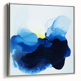 Colorful Abstract Wall Art – Ocean Blue and Yellow Fluid Canvas