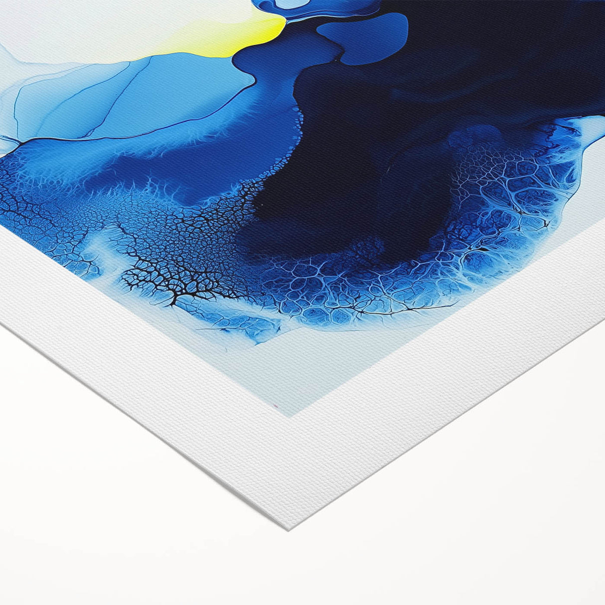 Colorful Abstract Wall Art – Ocean Blue and Yellow Fluid Canvas