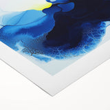 Colorful Abstract Wall Art – Ocean Blue and Yellow Fluid Canvas