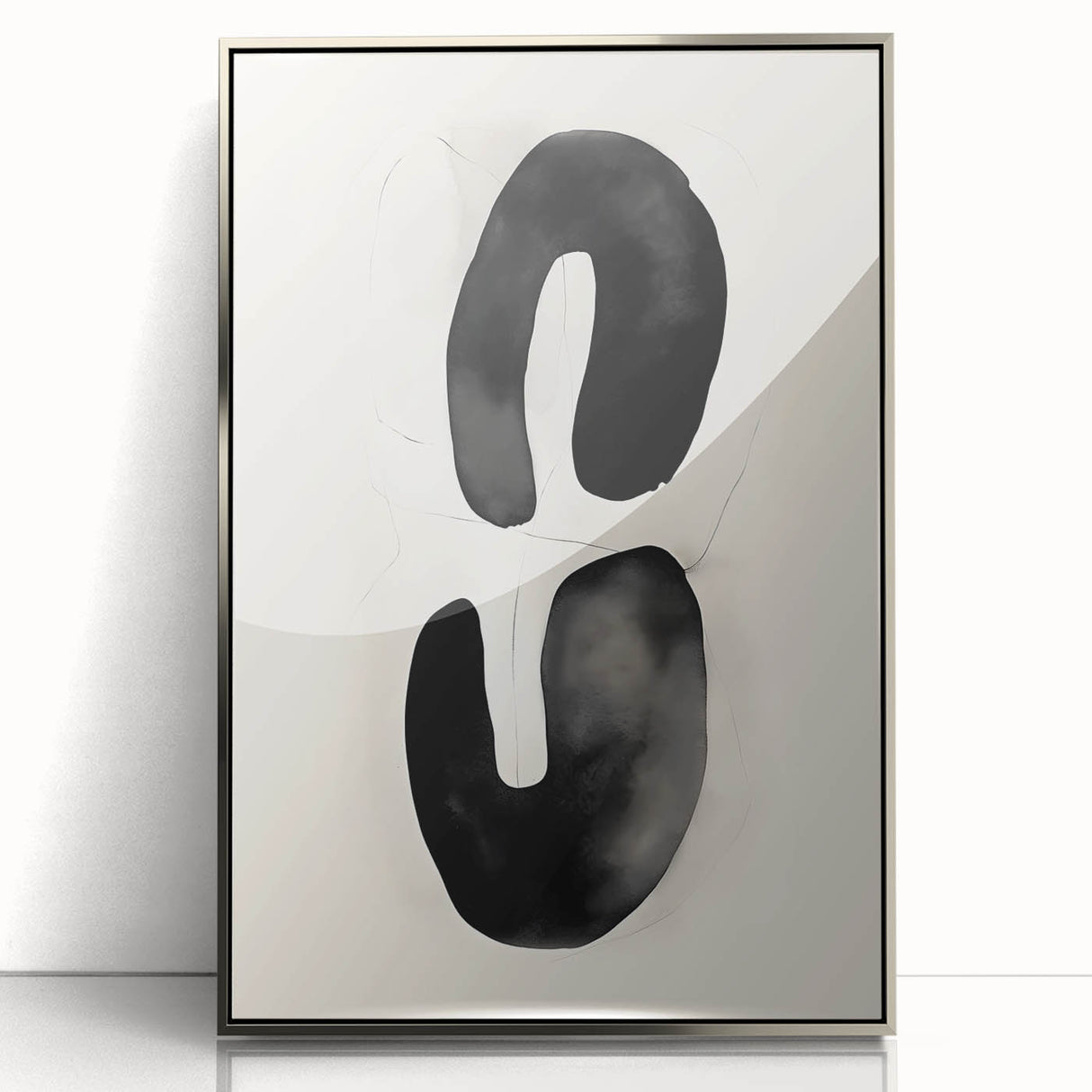 Modern Dining Room Wall Art – Black & White Abstract Canvas Print