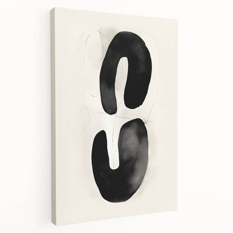 Modern Dining Room Wall Art – Black & White Abstract Canvas Print