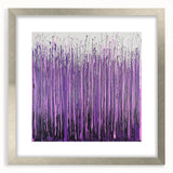 Abstract floral artwork framed with a silver mat, showcasing vibrant colors and intricate designs, perfect for adding a touch of elegance to any room decor.