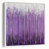 Framed canvas artwork showcasing an abstract floral design in vibrant colors, set against a white background, viewed from the side to highlight its modern aesthetic and sleek edges. Ideal for contemporary home decor.