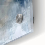 Close-up of abstract minimalist wall art in vibrant colors, showcasing fluid shapes and patterns on acrylic glass, ideal for modern home decor.