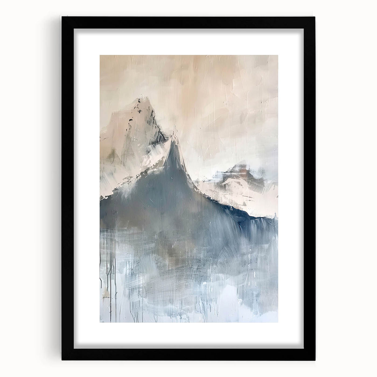 Abstract minimalist wall art frame featuring a sleek black mat, showcasing a modern design perfect for contemporary home decor. Ideal for adding sophistication to any room.