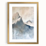 Abstract minimalist wall art framed in gold, showcasing soft geometric shapes and subtle colors, ideal for modern home decor or office aesthetics.