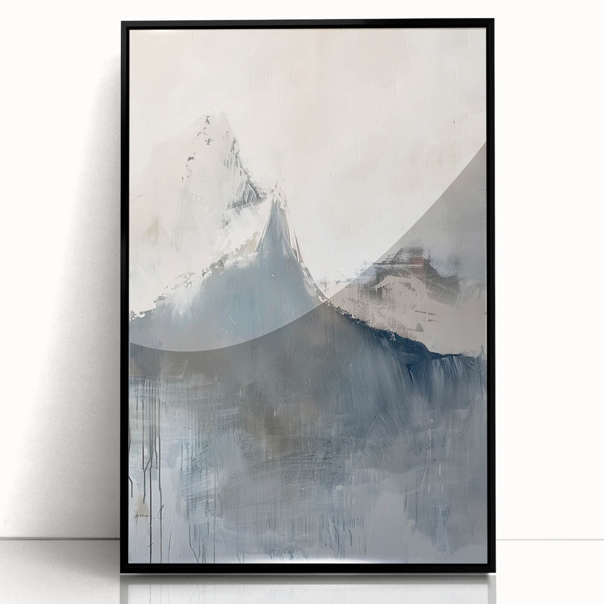 Framed abstract minimalist wall art in black acrylic, showcasing geometric patterns and sleek lines, perfect for modern home decor. Ideal for stylish interiors.