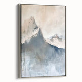 Framed abstract minimalist wall art in silver, showcasing a sleek side view with clean lines and subtle textures, perfect for modern home decor.