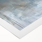 Abstract minimalist wall art on rolled canvas showcasing soft pastel colors and geometric shapes, ideal for modern home decor or office aesthetics.