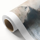 Abstract minimalist wall art on rolled canvas displaying soft pastel hues and geometric shapes, elegantly packaged in a protective cardboard tube. Ideal for modern home decor.