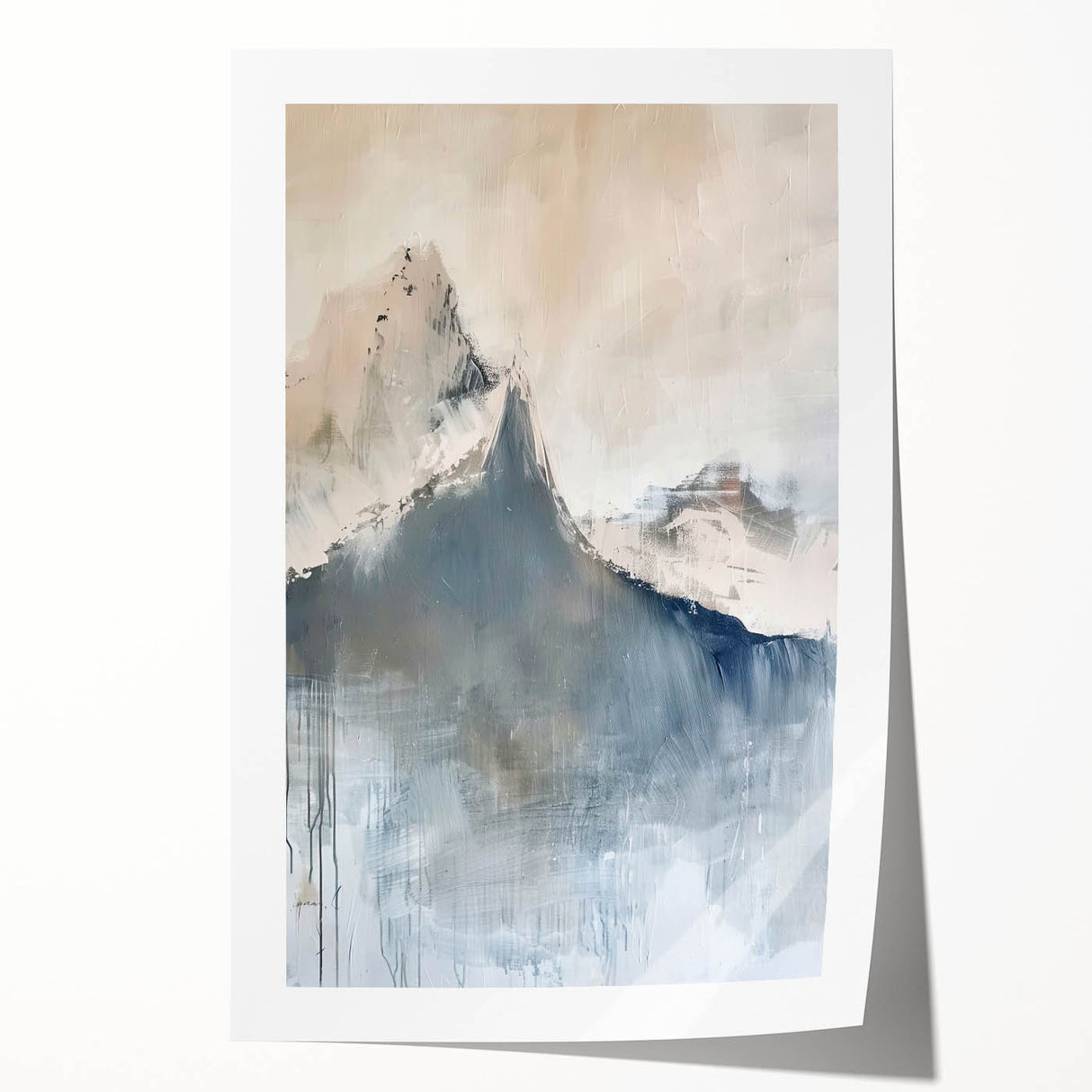 Abstract minimalist wall art print showcasing soft pastel colors and geometric shapes, rolled and ready for display, emphasizing contemporary decor style.