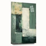 Modern Dining Room Art – Elegant Green & White Abstract Canvas