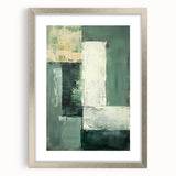 Modern Dining Room Art – Elegant Green & White Abstract Canvas