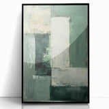 Modern Dining Room Art – Elegant Green & White Abstract Canvas