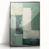 Modern Dining Room Art – Elegant Green & White Abstract Canvas