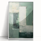 Modern Dining Room Art – Elegant Green & White Abstract Canvas